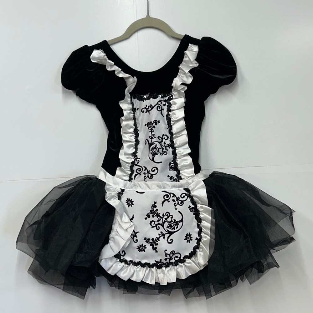 Costume Gallery French Maid Dance Costume Black Velvet Tutu Dress Child Large